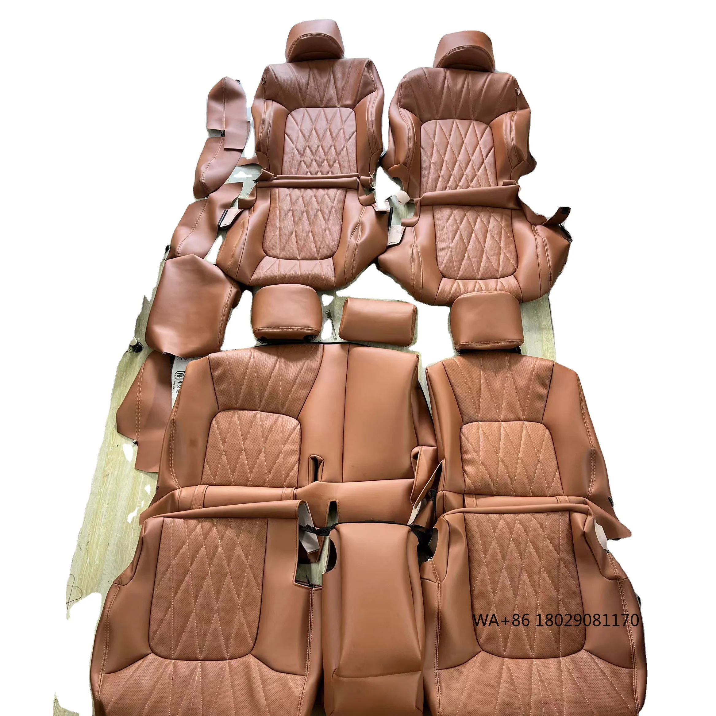 

Custom Brown Nappa Leather Full Replacement Car Seat Cover for