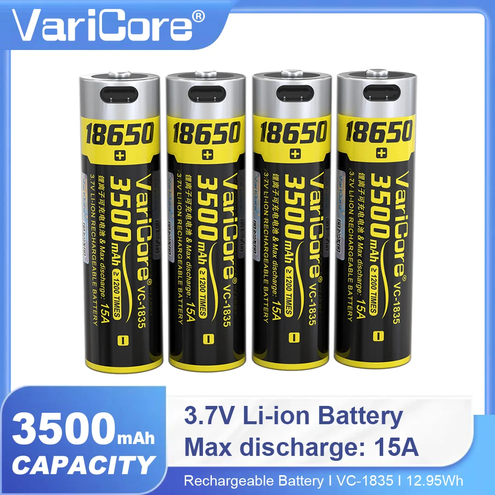 1-36 قطعة VariCore جديد VC-1835-USB Type-C 18650 3500mAh 3.7V بطارية ليثيوم قابلة للشحن لمصباح يدوي