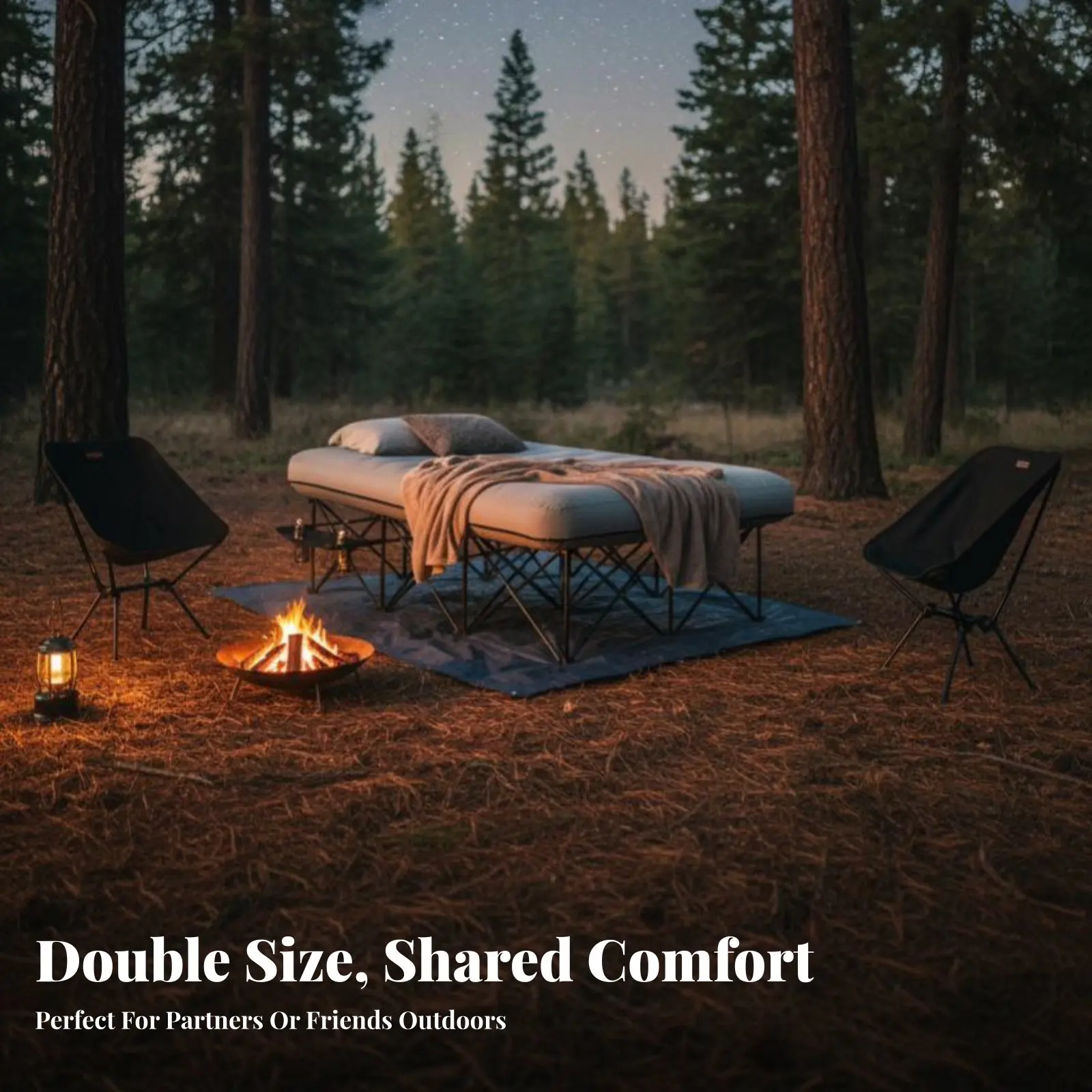 

Double Inflatable Bed, Folding Outdoor Camping Mattress, Elevated Air Bed with Quick Open Frame, Removable Pad, Heavy-Duty,