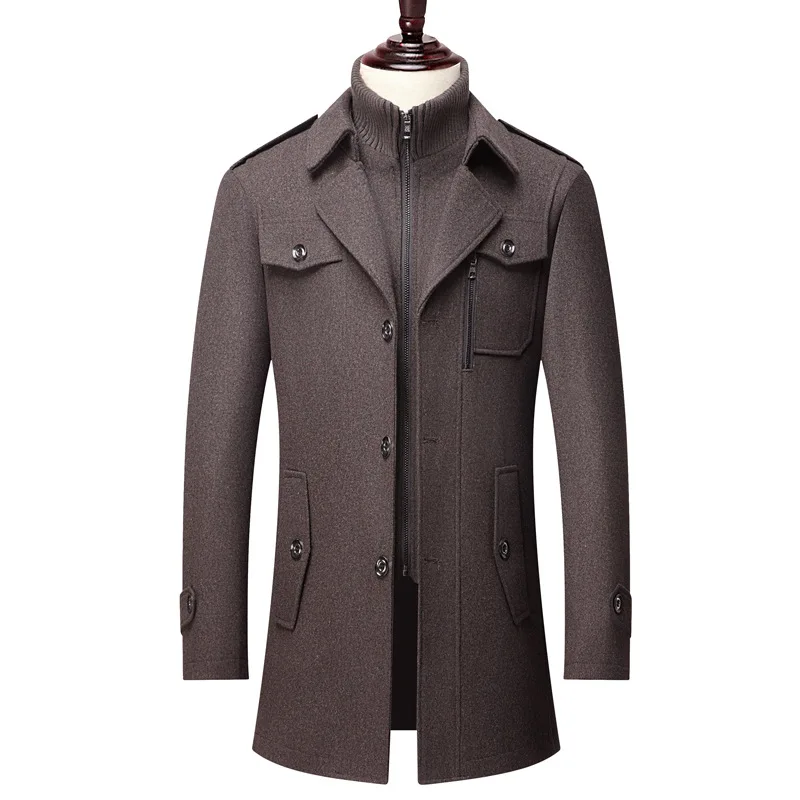 Premium Men's Mid-Length Wool Blend Overcoat - Thickened Winter Coat