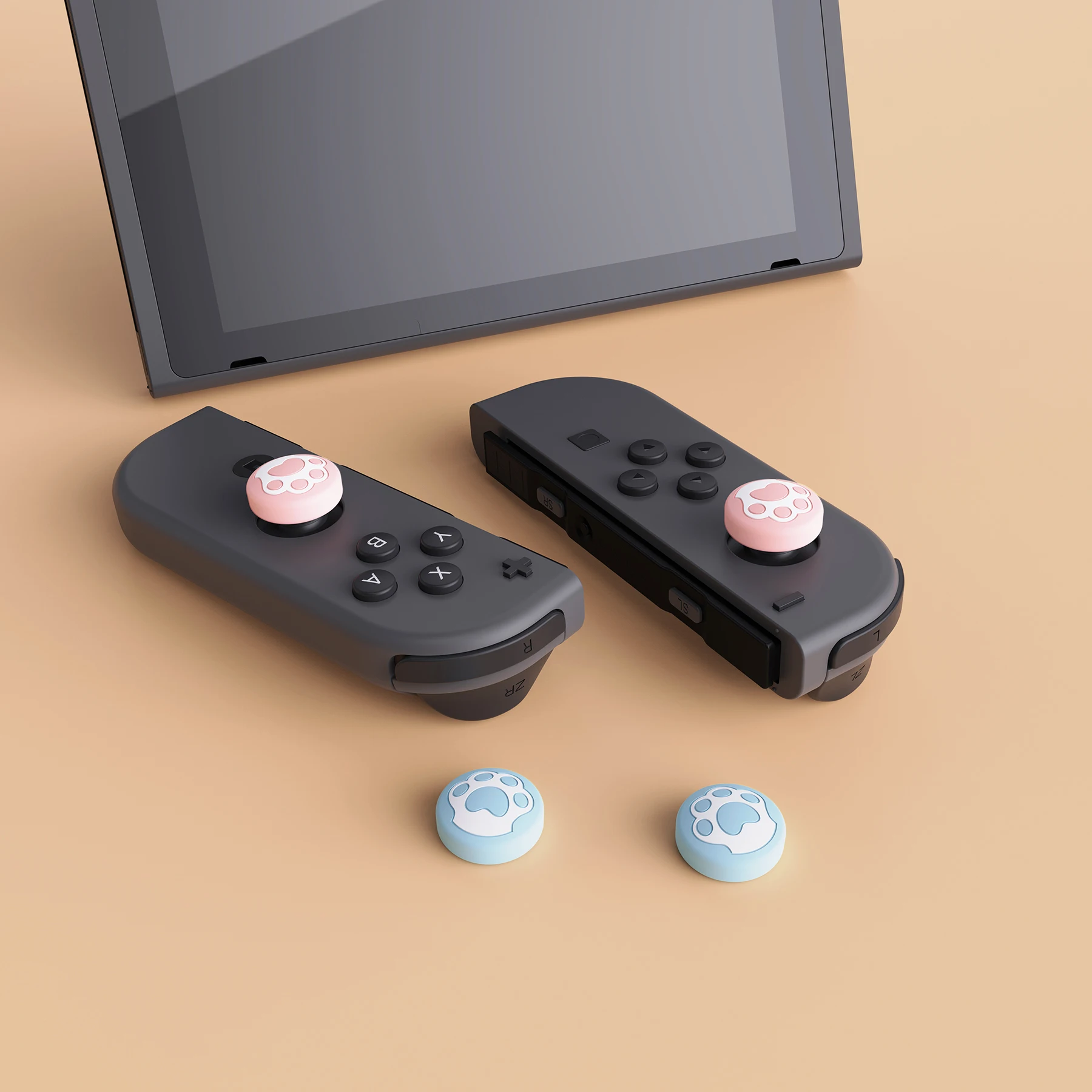 PlayVital 귀여운 조이스틱 캡, 닌텐도 스위치용 아날로그 커버, 스위치 라이트 및 스위치용 엄지 그립, OLED 조이콘-고양이 발