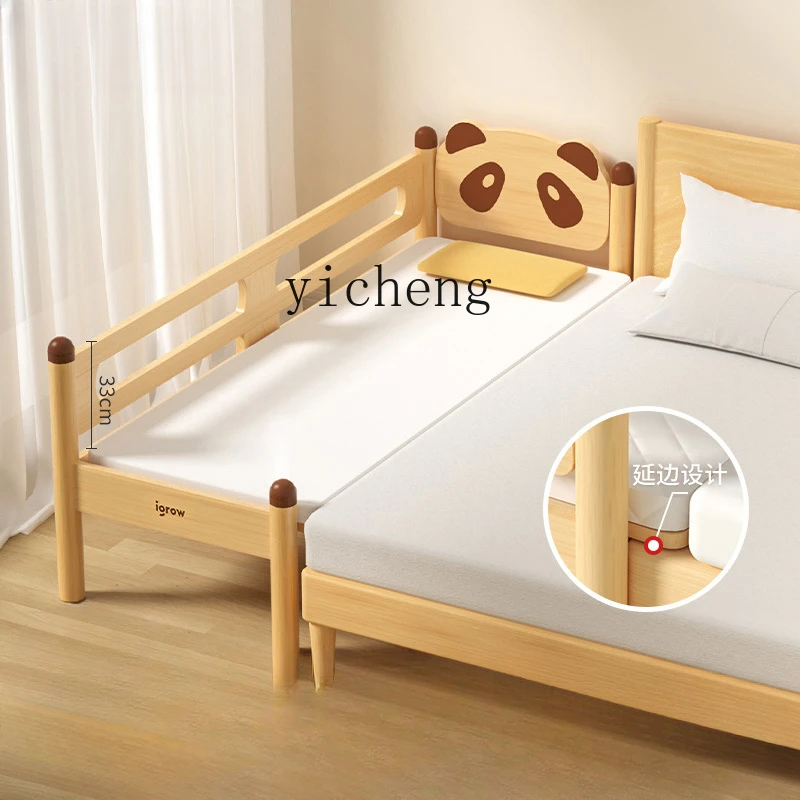 

Tqh Children's Patchwork Bed Crib plus Large Size Can Sleep Small Bedside Bed Artifact Baby Flat Solid Wood Bed