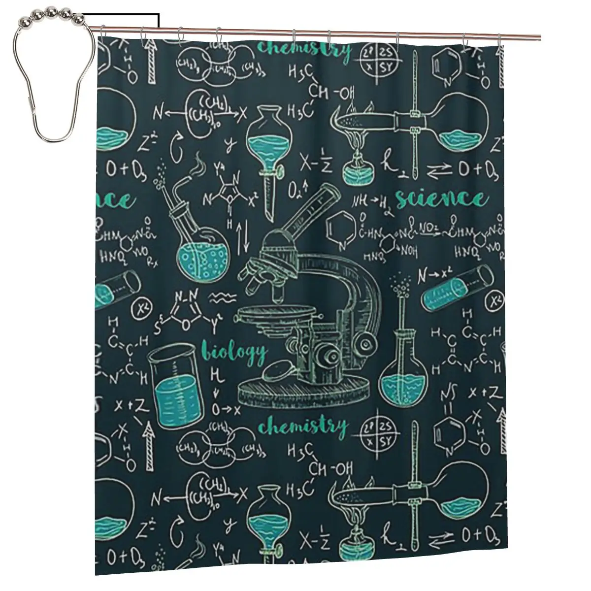 

Винтажная занавеска для душа с изображением химических лабораторий, микроскопов и формул, полиэстеровая, водонепроницаемая, с крючками
