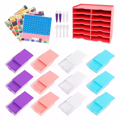 12 Grids Multi-Boat Plates Storage Rack with Diamond Box Diamond Painting Accessories Kits Multifunctional for DIY Craft Arts