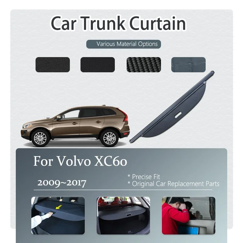 

Car Rear Trunk Curtain Cover For Volvo XC60 MK1 2009~2017 2016 Retractable Storage Trunk Rack Partition Shelter Auto Accessories