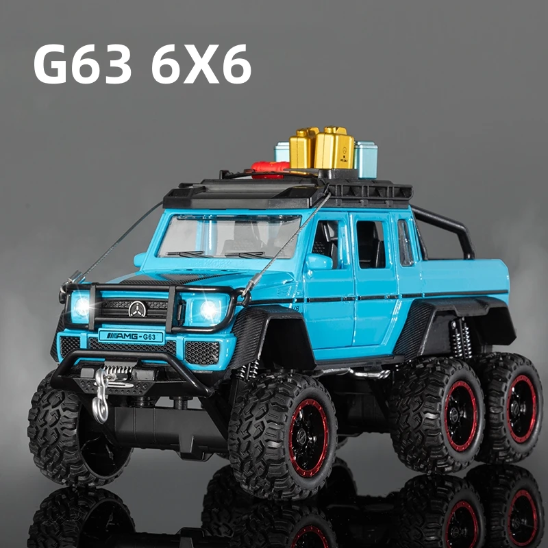 1:24 BENZ G63 6X6 édition aventure alliage modèle de voiture son et lumière retirer jouet pour enfants à collectionner cadeau d'anniversaire
