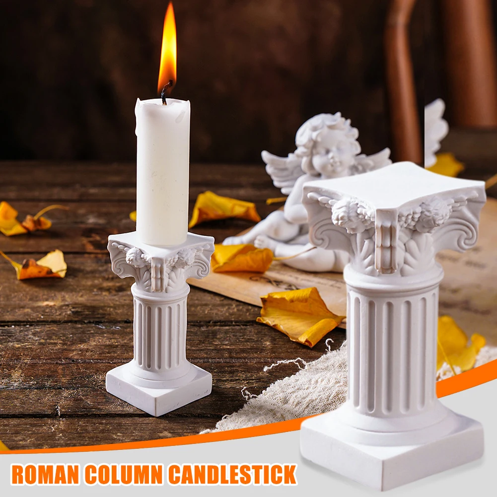 Metal Nordic Style Candle Holders Mini Resin Column Statue Candlestick Fashion Exquisite Candle Holder Stand For Home Table