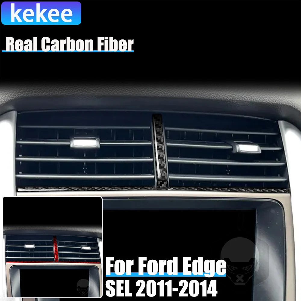 

Автомобильные аксессуары из настоящего углеродного волокна, центральные вентиляционные полосы, декоративная крышка, мягкая наклейка для Ford Edge SEL 2011 2012 2013 2014