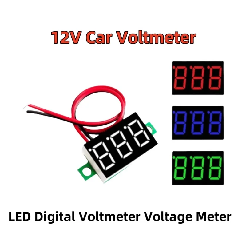 12V Car Voltmeter 0.36 inch LED Digital Voltmeter Voltage Meter Adjustable Volt Detector Tester Monitor DC 4.7-32V 2 Lead Wire ﻿