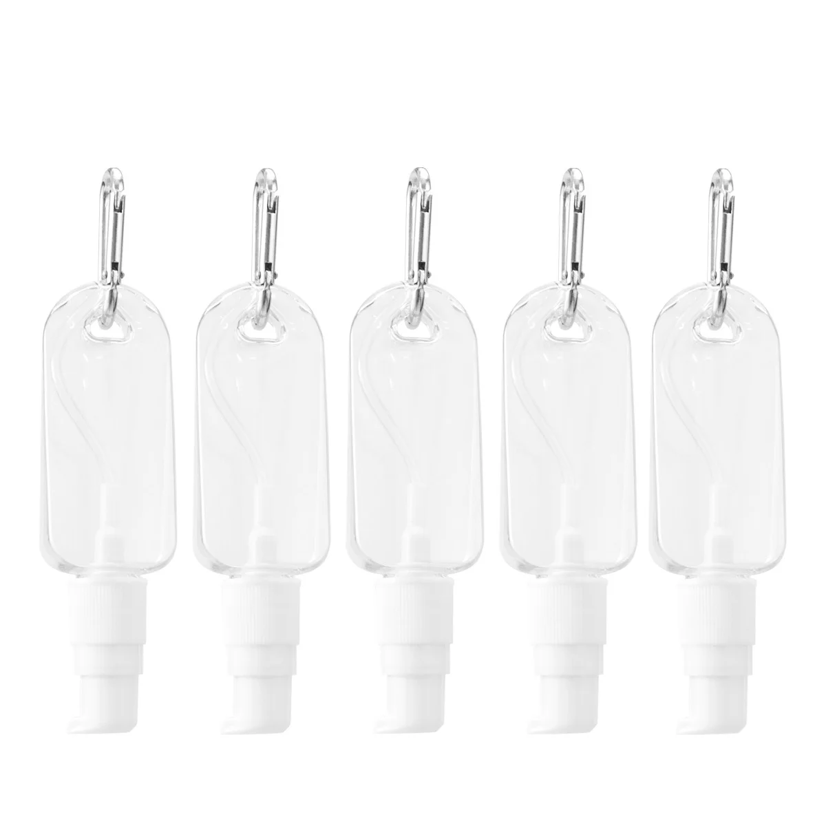 5pcs Travel Hand Bottles Refillable Portable Plastic Containers For Women Leakproof Empty Bottles With Hook