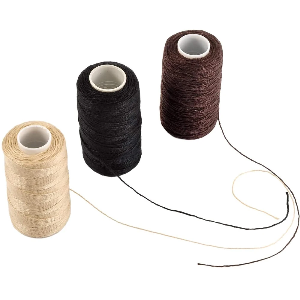 3 Rolls Hair Weaving Thread Cotton Sewing Thread With 5 pcs C curved needle for Making Wig DIY Hand Sewing Hair Weave hair weft image 2