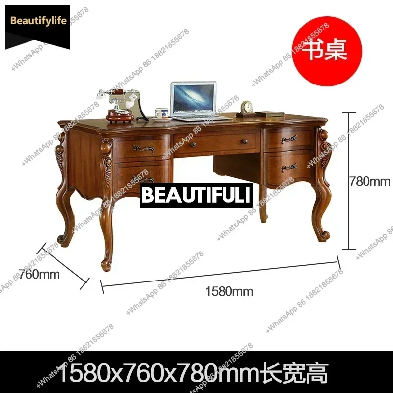 

B567 American solid wood home retro office computer desk European painting and calligraphy table