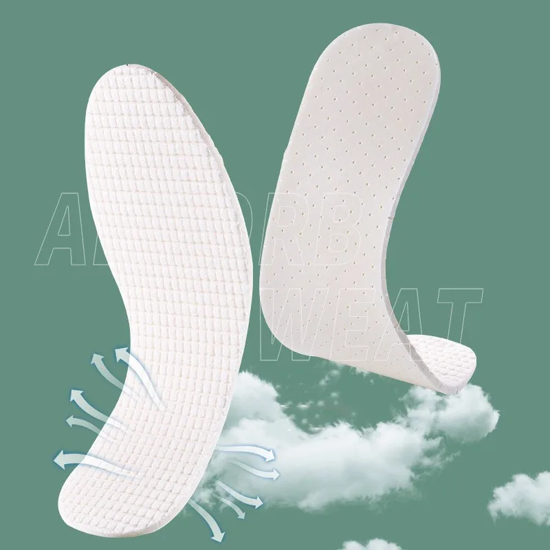 2023 New Latex Insoles for Feet Soft Comfortable Run Sport Shock Absorption Deodorant Insole for Shoes Men Women Shoe Sole Pads