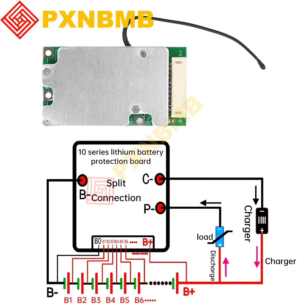 

Плата защиты литиевой батареи 18650 BMS 10S 36V 30A с тем же портом, разделенный порт с выравнивающей батареей, сбалансированная защитная плата