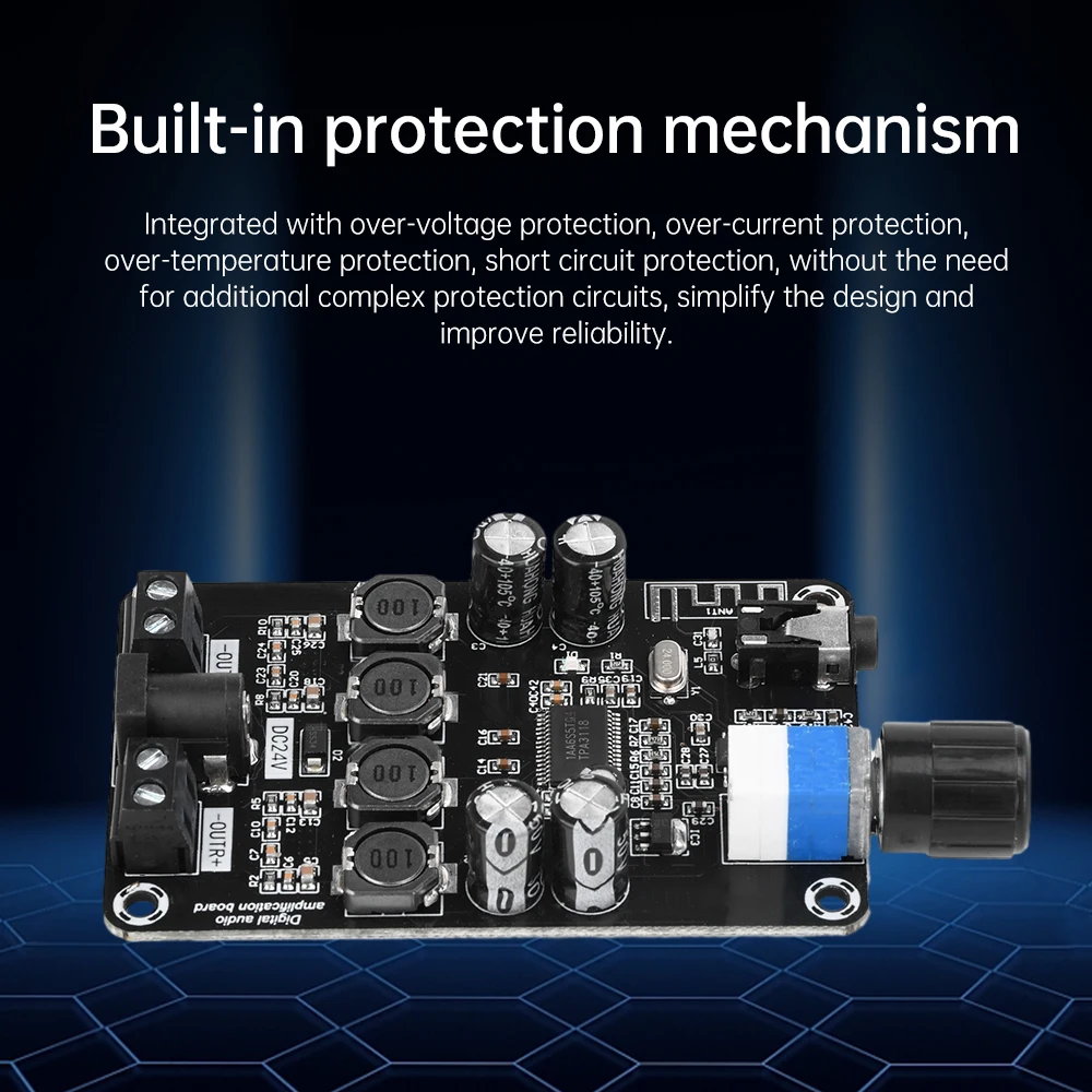 XH-A415 HD Digital Audio Amplifier Board Original Chip TPA3118D2 50W*2 Dual Channel Sound Amplifier Module 50WX2 AUX/Bluetooth