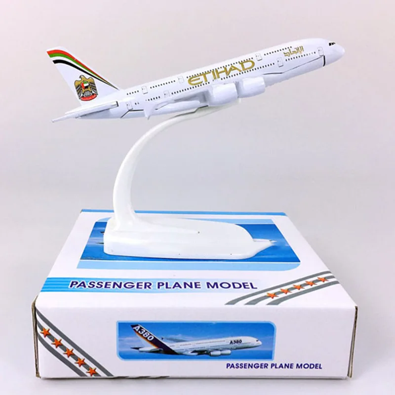 14CM 1:400 Scale A380 Model ETIHAD Airlines Airplane With Base Diecast Metal Alloy Aircraft Plane Toy For Collection