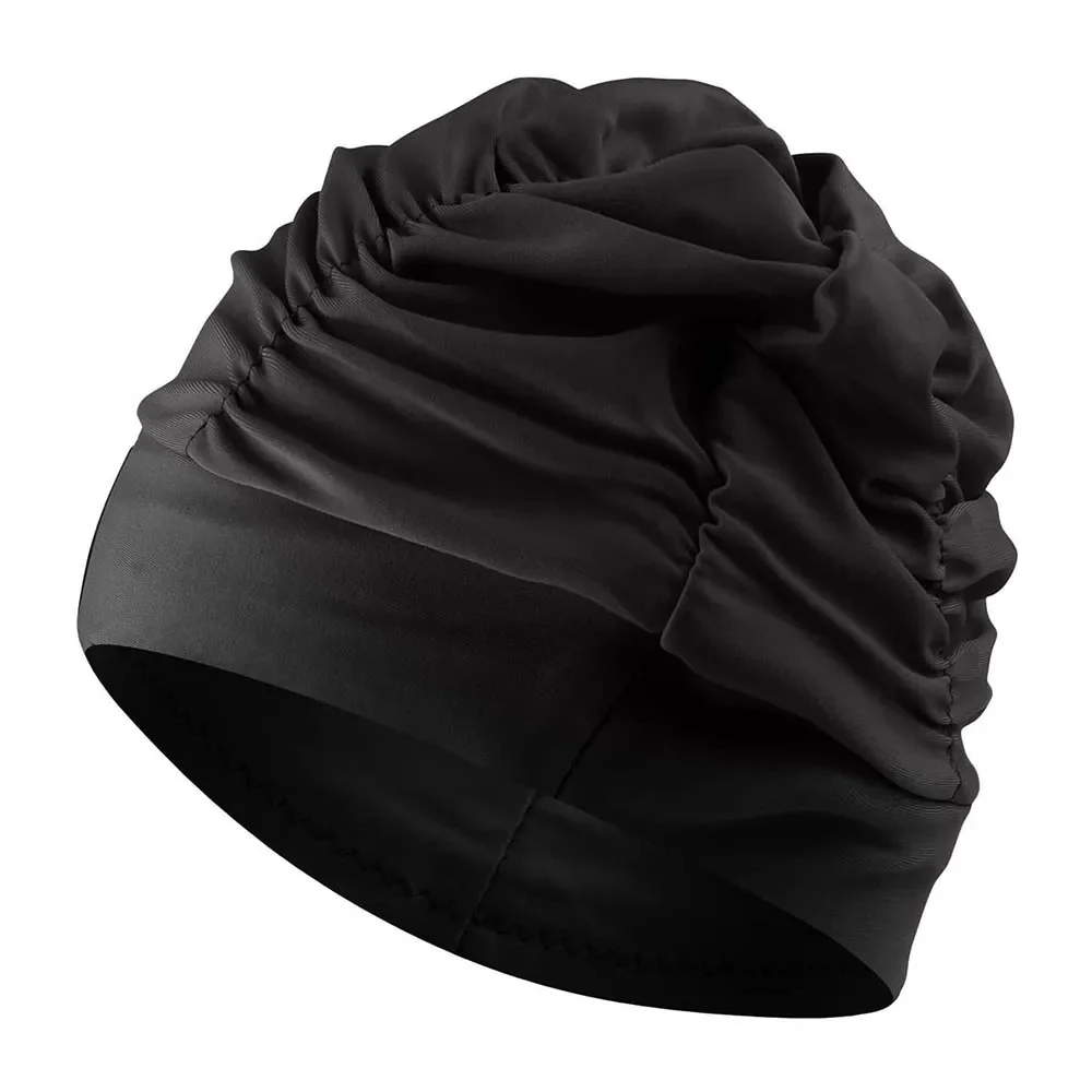 

Fabric Swim Caps for Women Swimming for Long Hair Nylon Cloth Swim Cap Pleated Elastic Comfort Bathing Cap Swim Hats Gorras