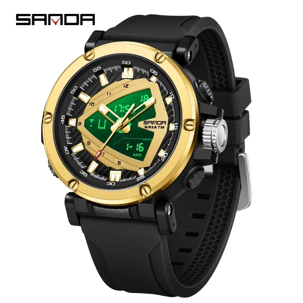 

SANDA Men's Sports Watch for Men Quartz Digital Dual Display Watches Shock Water Resistant Wristwatch 3M9052