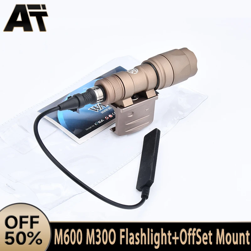 Metal M300 M300A M600 M600C Flashlight White Light LEDScout Light Hunting Airsoft Parts With OffSet Mounting Base For 20mm Rail