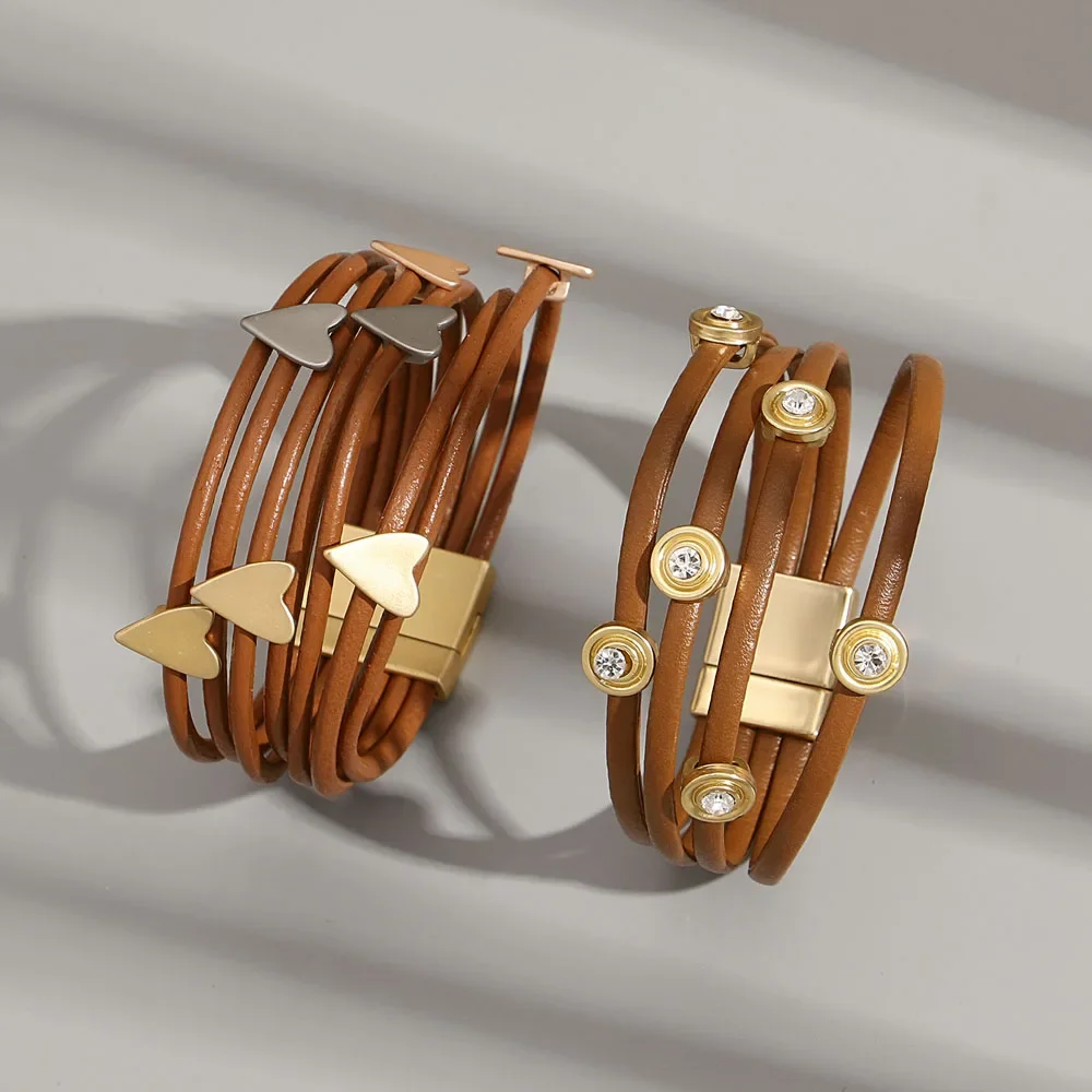 

Разноцветные бусины в форме сердца, браслеты для женщин, модный очаровательный многослойный кожаный браслет, ювелирные изделия, подарки