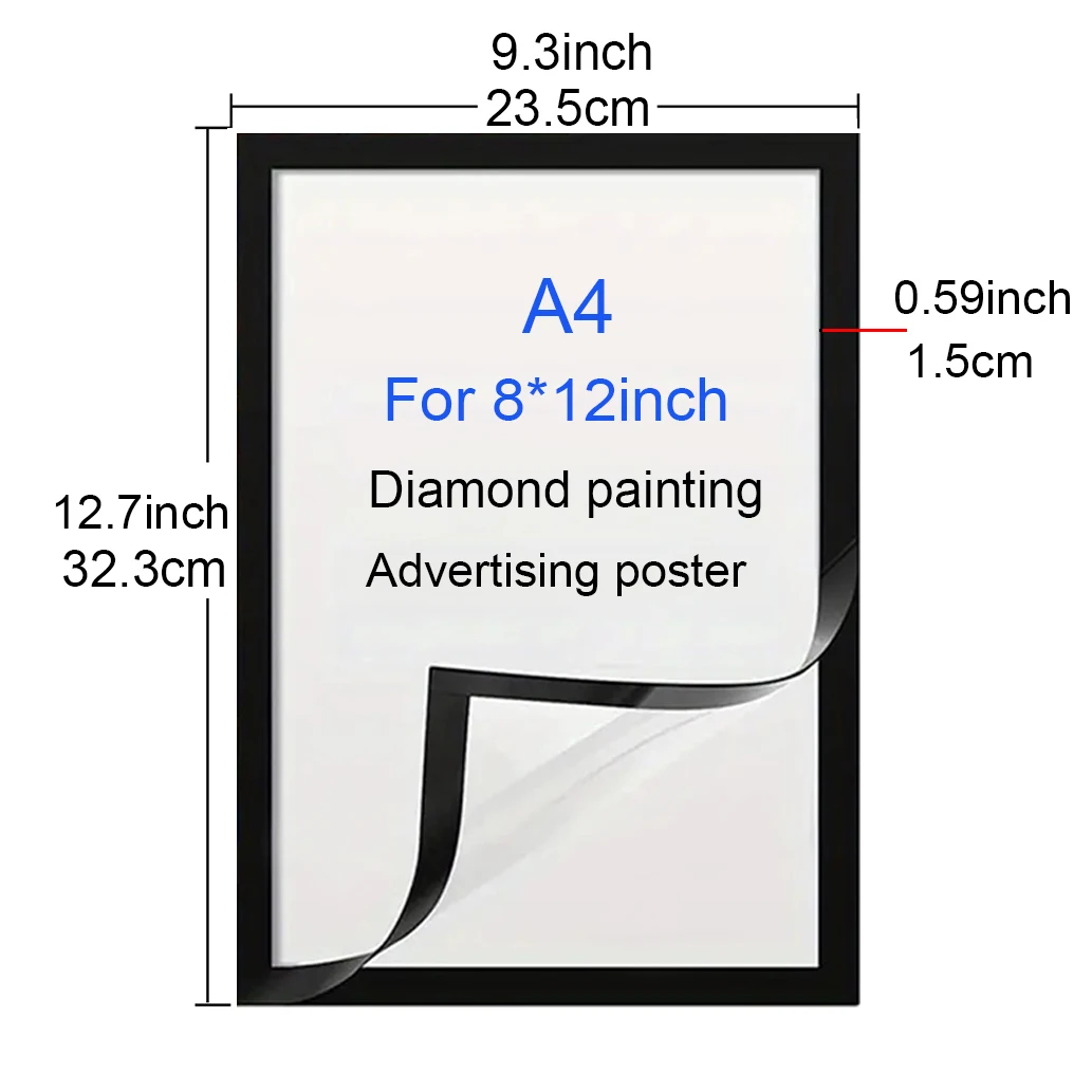 5pcs Magnetic Picture Frames with Self Adhesive Backing 8x12inch Certificate Frame Document Frames Diamond Painting Canvas Photo