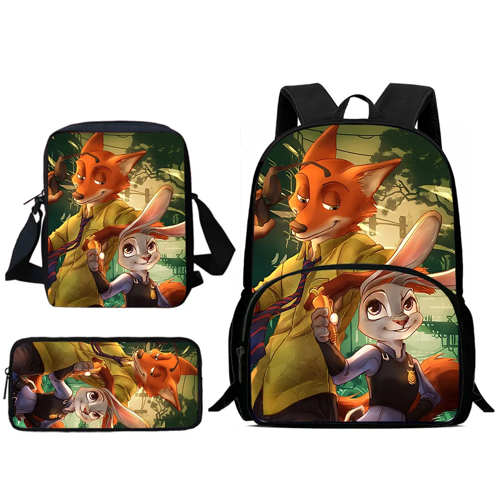 Cute Zootopias Cartoon Mochilas para crianças, mochilas escolares, bolsa de ombro, estojo, pupilo, grande capacidade, melhor presente para meninos e meninas