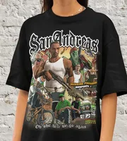 Camisa vintage San Andreas, regalo para él y sus Y2K manga corta S-5Xl