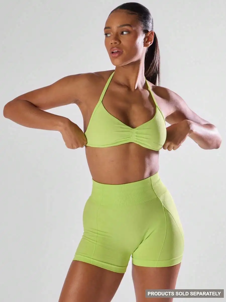 

Musera Sport Solid Ruched Bust Open Back Halter Sports Bra, Active Comfy Workout Gym Running Run Clubpadel, Tennis, Pickleball G