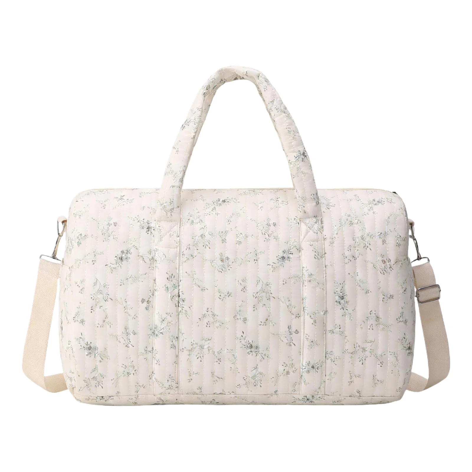 

Женская стеганая хлопковая дорожная сумка-даффл среднего размера, вместительная, на плечо, с регулируемым ремнем для путешествий и работы