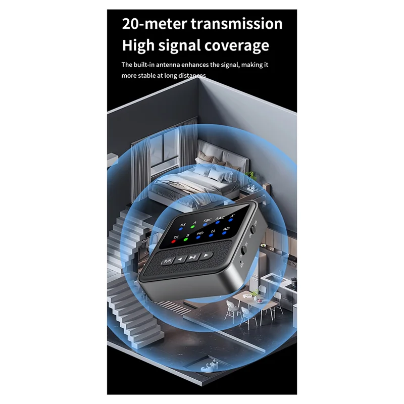 BNVN-Audio Transmitter Receiver 2In1 QCC 5.4 Bluetooth Adapter Audio Receiver Transmitter Aircraft Audio Transmitter 3.5MM