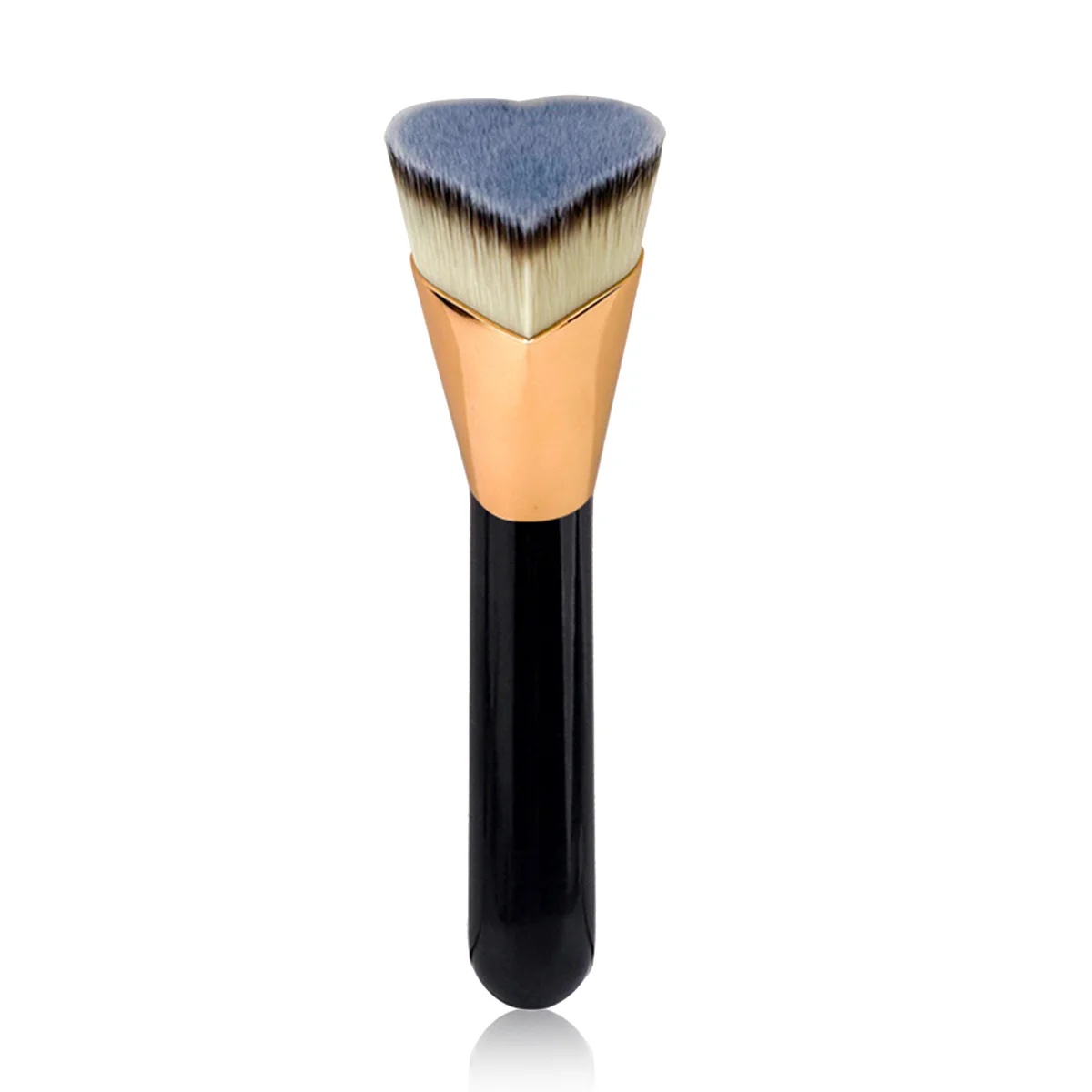 1 pennello per trucco a forma d'amore con manico in legno per trucco viso, pennello per fondotinta, pennello per trucco portatile