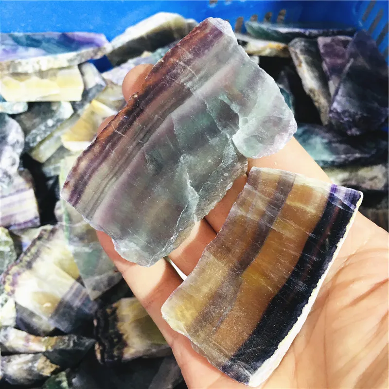 6-8cmNatural Raw Rainbow Fluorite Rough Stone Quartz Crystals Rock Healing Mineral Aquarium Home Room Decoration Gemstone Energy