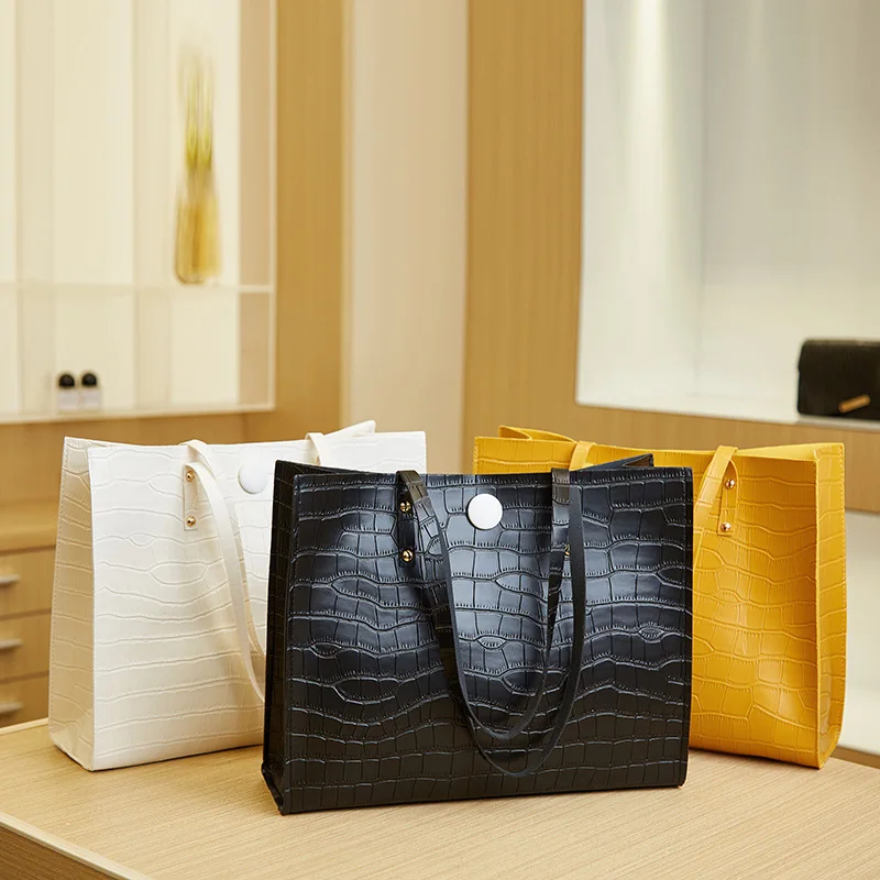 

2023 New Crocodile Lines Tote Bag PU Leather Shoulder Bags For Women Fashion Handbag Luxury Branded Underarm Bag Shopping Wallet