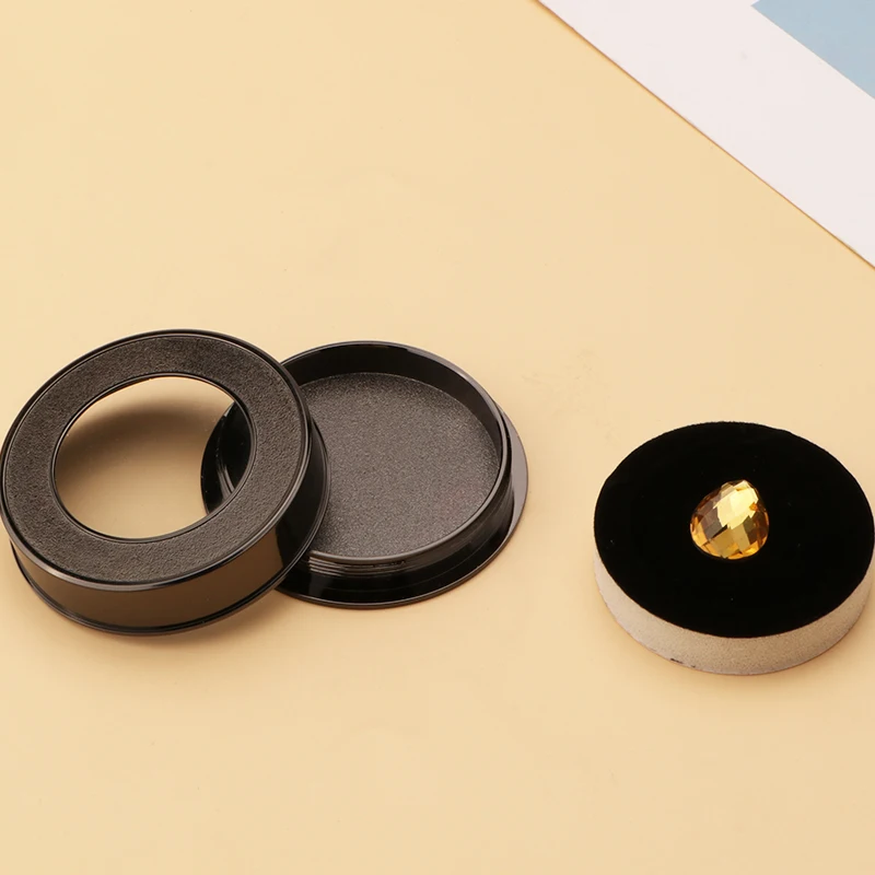 Jewelry Storage Box Gemstone Box Metal Plating Transparent Round Rotating Surface Bare Stone Color Diamond Display Box