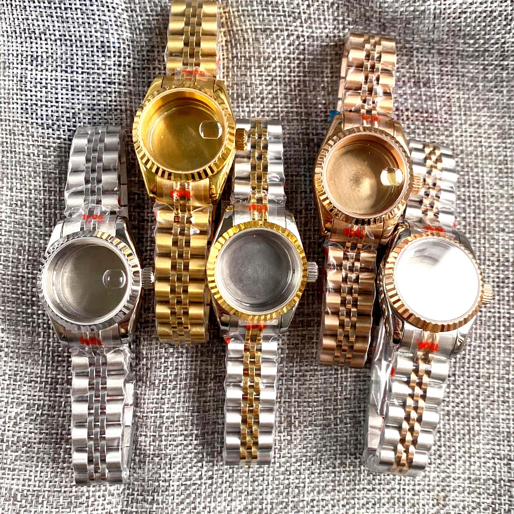 26mm Luxury Gold Women Watch Case for NH05 NH06 Replacement Tool Kit Jubilee Bracelet Sapphire Crystal Mechanical Workshop Tool