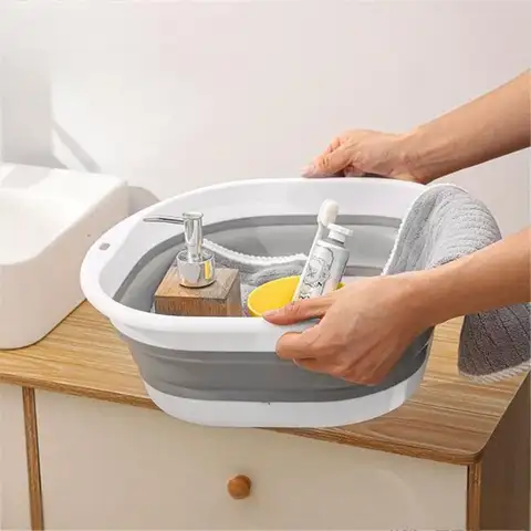 Home Organizer Box Large Foldable Plastic Compression Washbasin, Suitable For Home, Travel Laundry Washing Vegetables