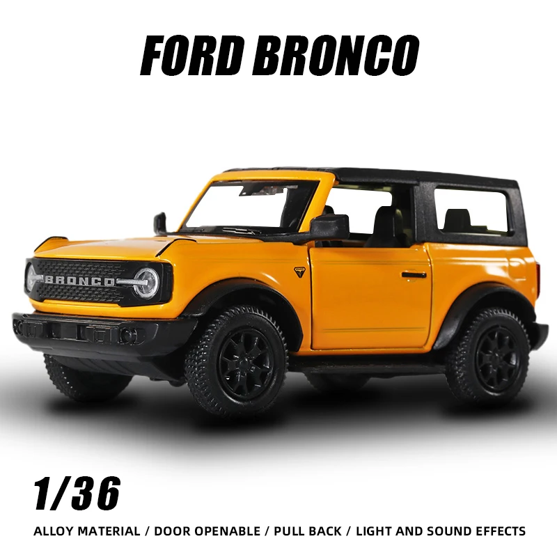 

1:36 Ford Bronco Metal Off Road Vehicle Cabriolet Hard Top Fast Furious One Piece Car Toy Boy Diecast Auto Model Gift Hot Wheels