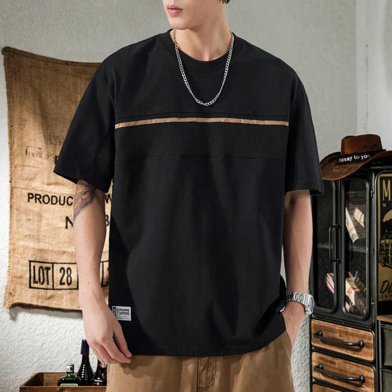 New Fashion Men\'s Loose Oversized T-shirt with Round Neck and Short Sleeve Cotton for Summer Men Clothing Camisetas Streetwear