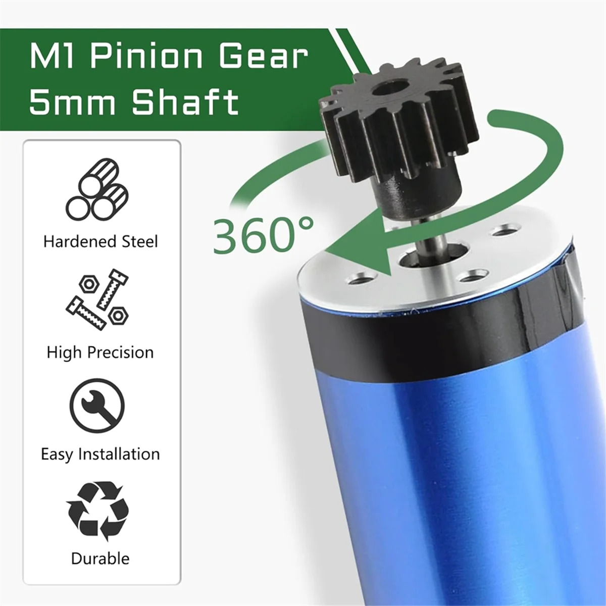 Практичный комплект шестерен Mod 1, 4 шт., 19T 20T 21T 22T M1, шестерня из металла, закаленная сталь, подходит для вала двигателя RC 5 мм с шестигранным ключом