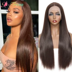 Synthetic Lace Front Wigs for Black Women Natural Color Long Yaki Straight Middle Part Lace Wig Heat Resistant Fiber X-TRESS