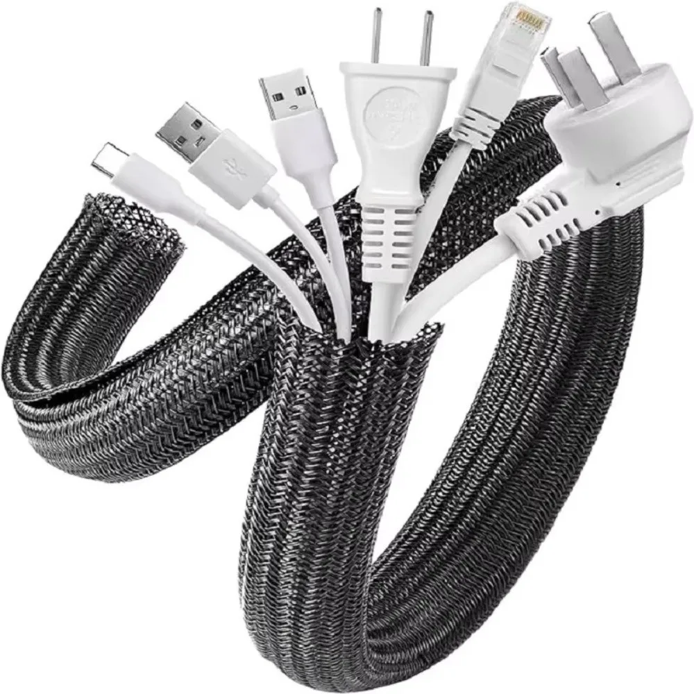 1M 3 Meters 5M Braided Cable Sleeve PET Nylon Self Closing Wire Protector Cable Casing for Automotive Engine Motorcycle