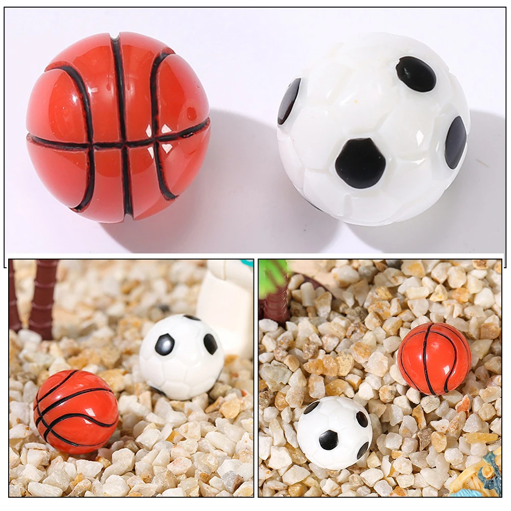 

12 Pcs Simulation Ornaments Miniature Basketball Soccer Resin Models Small House Decor Bonsai Layout DIY Accessories