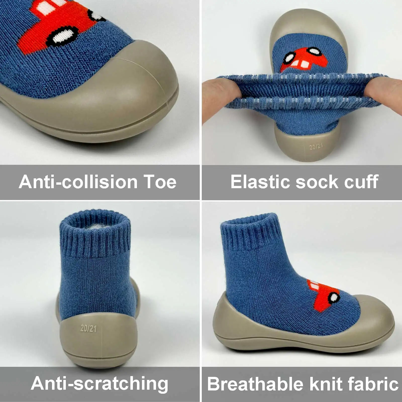 Baby Toddler Socks Shoes Non-Slip Infant First Walking Shoes Soft Rubber Sole Newborn Slippers Boys Girls Cartoon Indoor Floor S