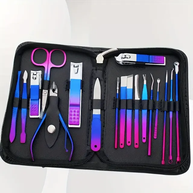 Professional Stainless Steel Manicure & Pedicure Kit with Travel Case