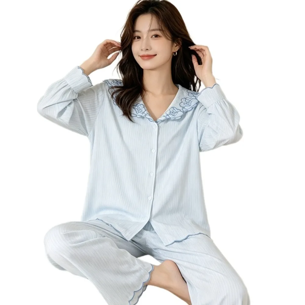 Women's Pajamas Set Nightwear For Woman Sleepwear Spring Autumn Long Sleeve Trousers Pyjama Set Home Clothes Loungewear Suit