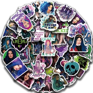 50pcs漫画ステッカー子孫デカールdiyラップトップ荷物電話ギターモーターサイクル水プルーフステッカーおもちゃのおもちゃ 10ベストセールスディズニーの子孫-5