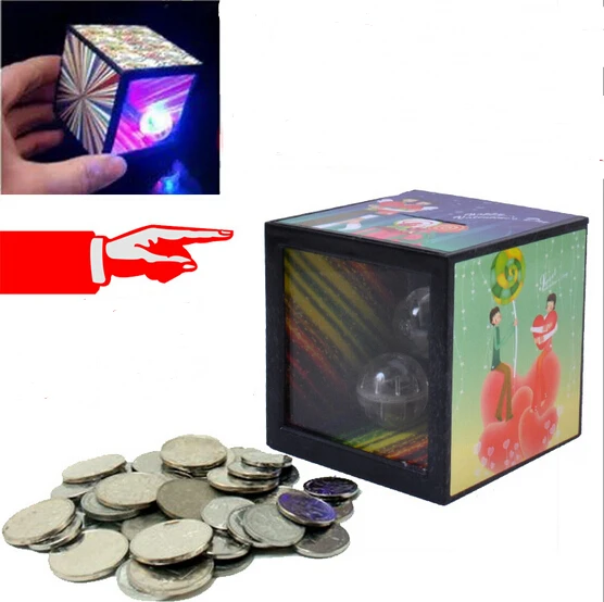 

Magic Toys 5pcs Funny Flash Magic Money Box Piggy Bank Coin Disappear Toy Halloween Decorations Children Magic Trick Toys YH232