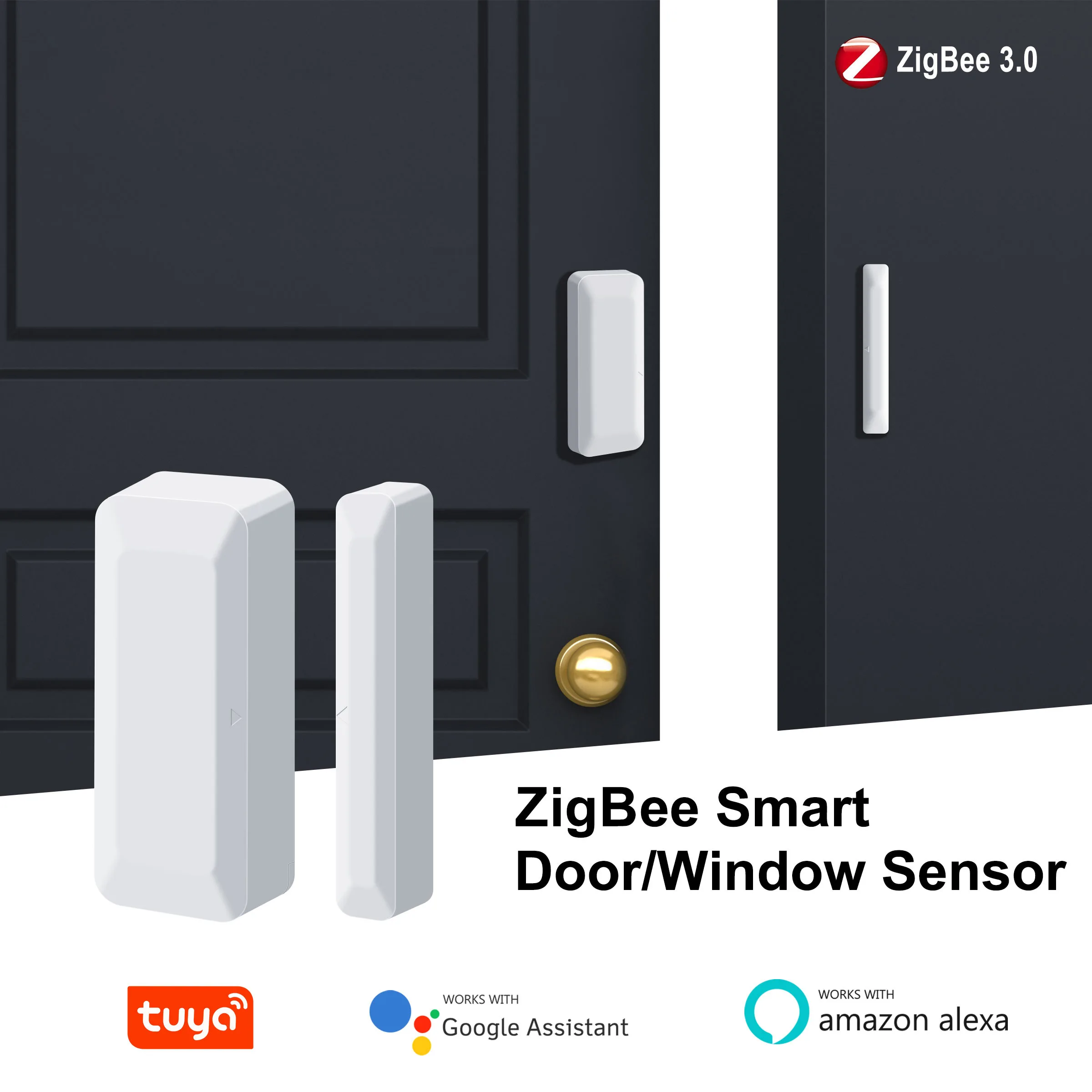 

ZigBee Door and Window Sensor Wirless Smart Contact Detector for Home Security Works with Alexa Hey Google Home Assisant