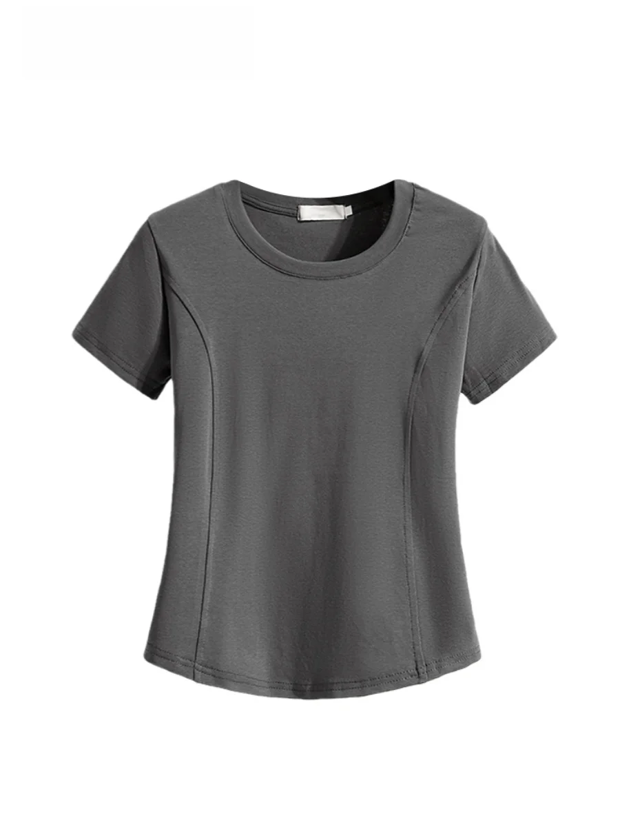 Chic round Neck Short Sleeve T-Shirt Women's Summer plus Size Clothing Belly Cover Slimming Unique Top Korean Style Loos...