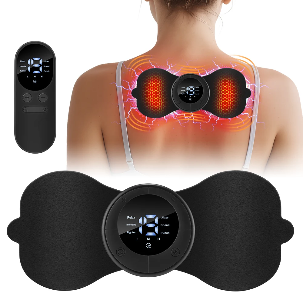 

Wireless Heating Pulse Muscle Stimulator Electric Cervical Massage Patch Low Frequency Pulse Massage Pad Neck Massager 6 Modes